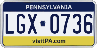 PA license plate LGX0736