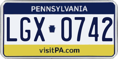 PA license plate LGX0742