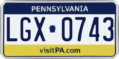 PA license plate LGX0743
