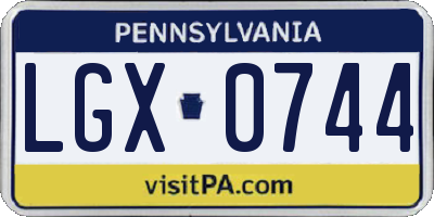 PA license plate LGX0744