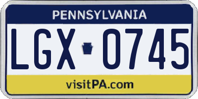 PA license plate LGX0745