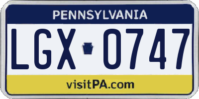 PA license plate LGX0747
