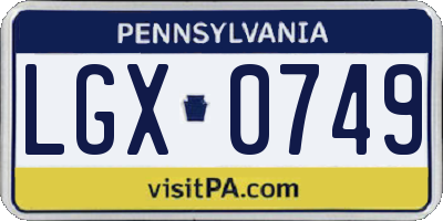 PA license plate LGX0749