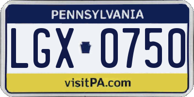 PA license plate LGX0750