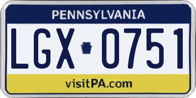 PA license plate LGX0751