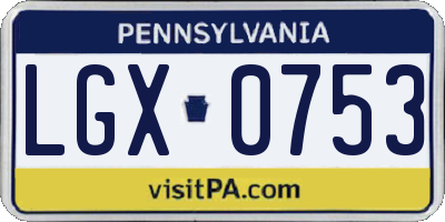 PA license plate LGX0753