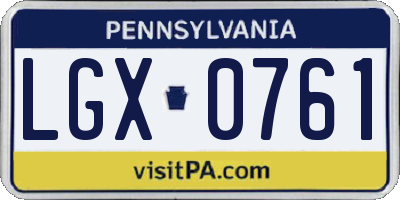 PA license plate LGX0761