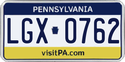 PA license plate LGX0762