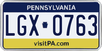 PA license plate LGX0763