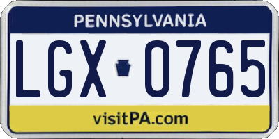 PA license plate LGX0765