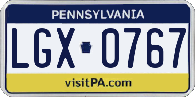 PA license plate LGX0767