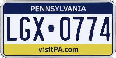 PA license plate LGX0774
