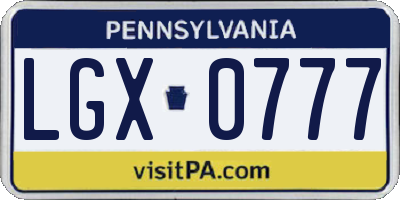 PA license plate LGX0777