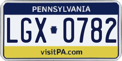 PA license plate LGX0782