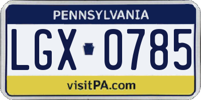 PA license plate LGX0785