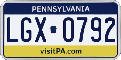 PA license plate LGX0792