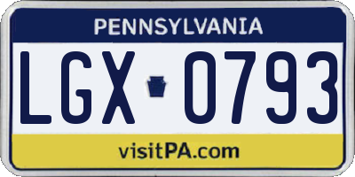 PA license plate LGX0793
