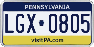 PA license plate LGX0805
