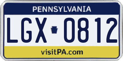 PA license plate LGX0812