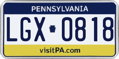 PA license plate LGX0818