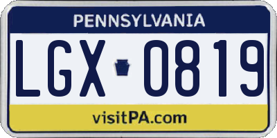 PA license plate LGX0819
