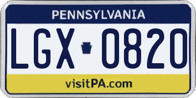 PA license plate LGX0820