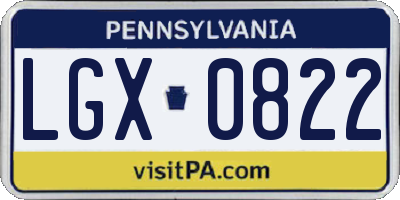 PA license plate LGX0822