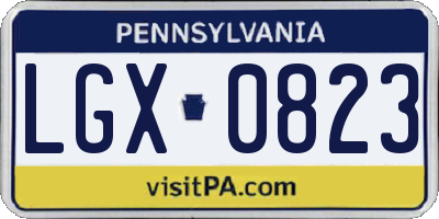 PA license plate LGX0823