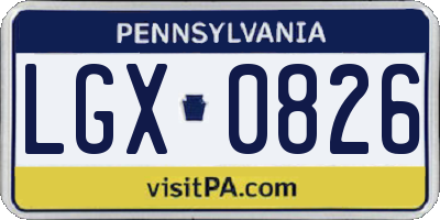 PA license plate LGX0826