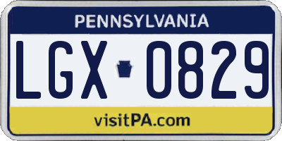 PA license plate LGX0829