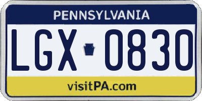 PA license plate LGX0830