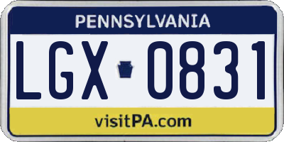 PA license plate LGX0831