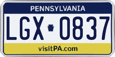 PA license plate LGX0837