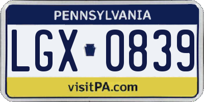 PA license plate LGX0839