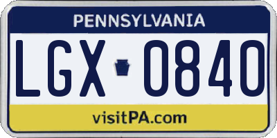 PA license plate LGX0840