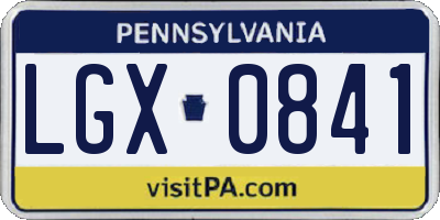 PA license plate LGX0841