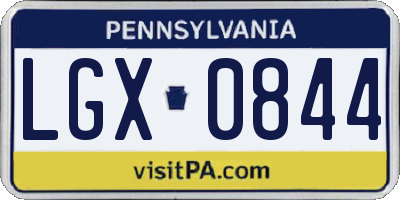 PA license plate LGX0844
