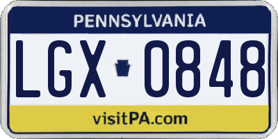 PA license plate LGX0848