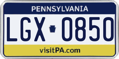 PA license plate LGX0850