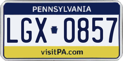 PA license plate LGX0857