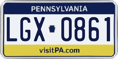 PA license plate LGX0861