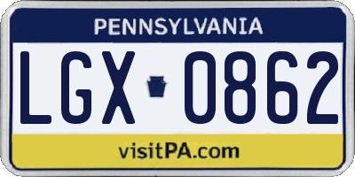 PA license plate LGX0862