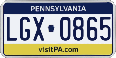 PA license plate LGX0865