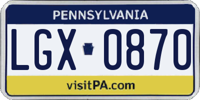 PA license plate LGX0870