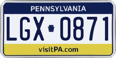PA license plate LGX0871