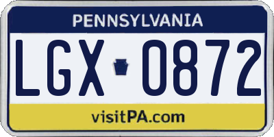 PA license plate LGX0872
