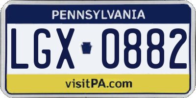 PA license plate LGX0882