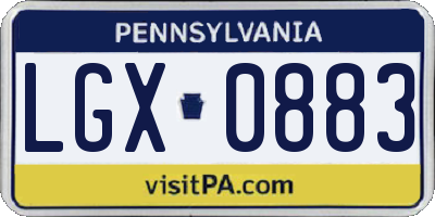 PA license plate LGX0883