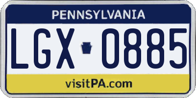 PA license plate LGX0885