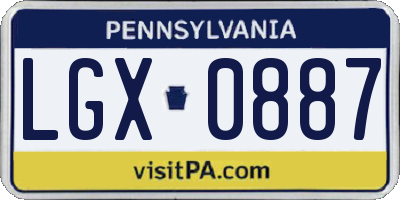 PA license plate LGX0887